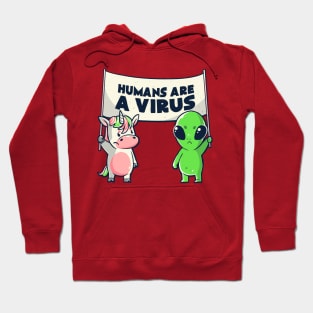 Humans Are a Virus Cute Alien Unicorn Gift Hoodie